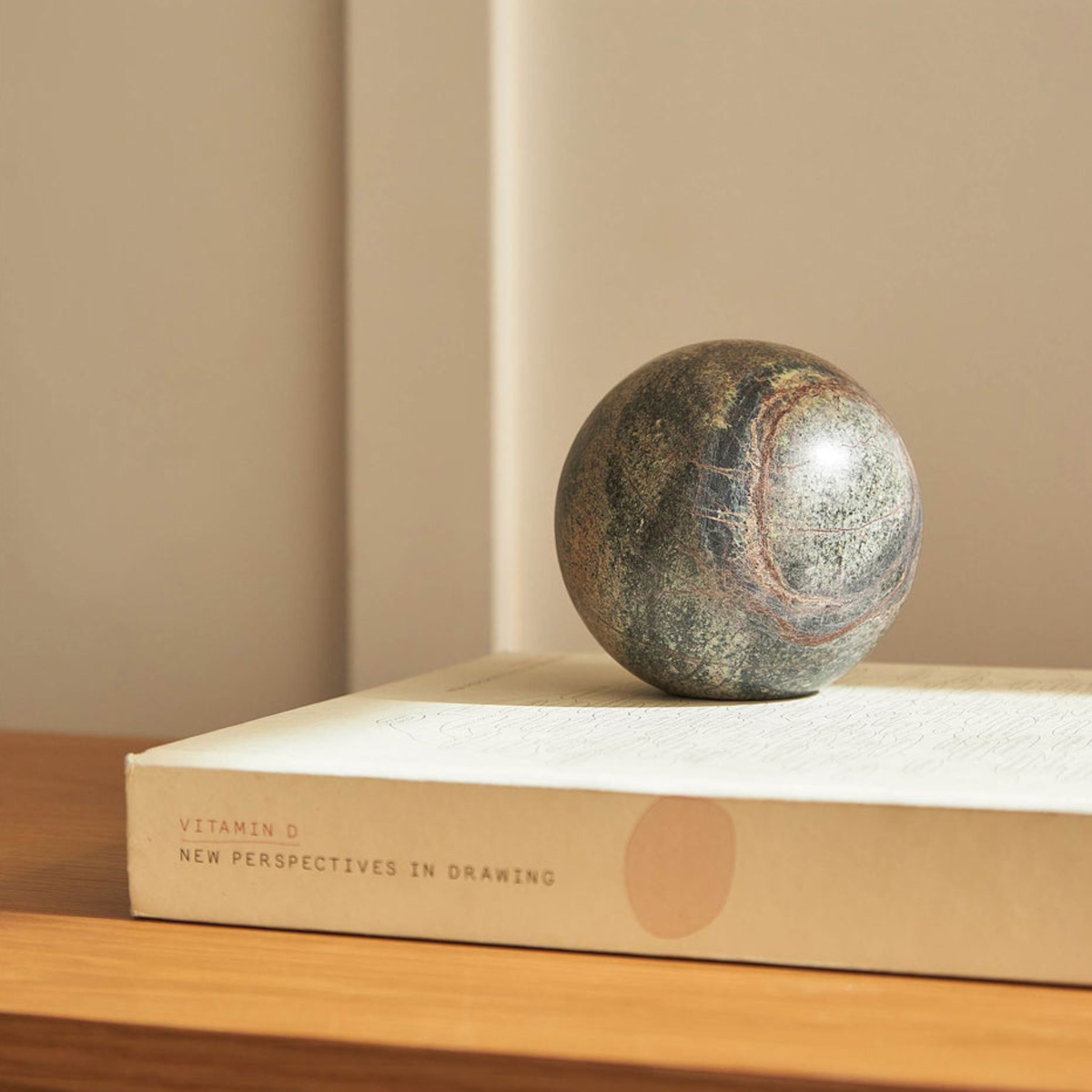 Geo Marble Sphere - Forest Green