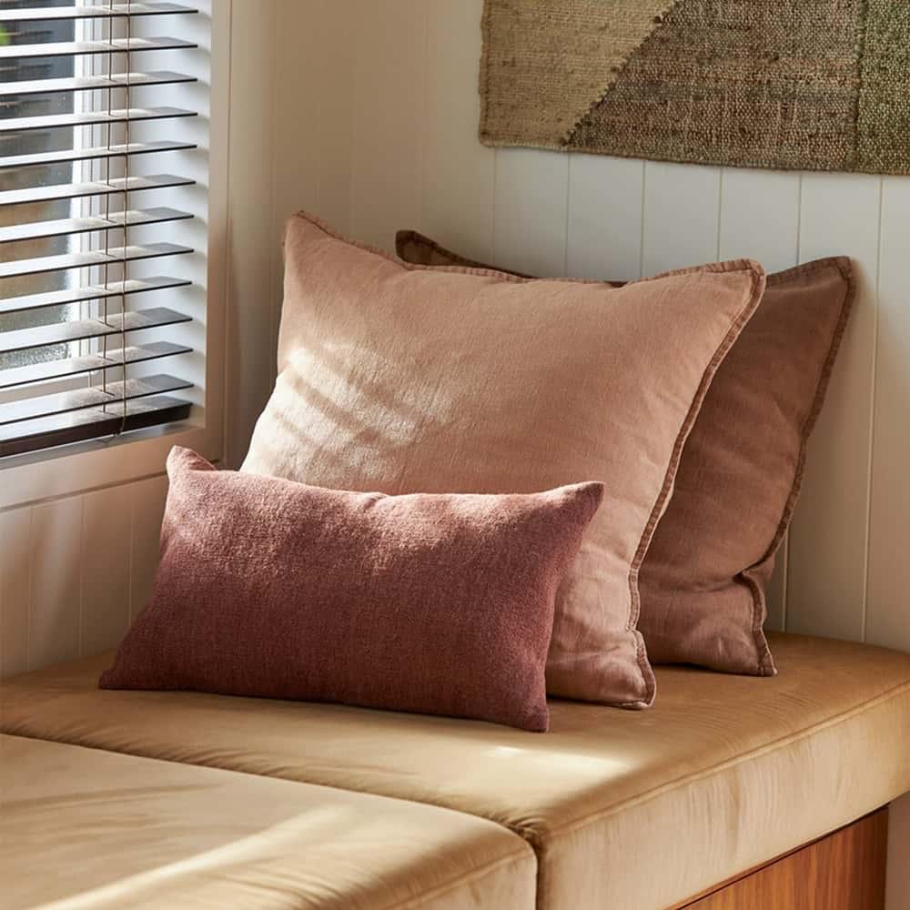 Heavy Linen Jute Cushion - Plum