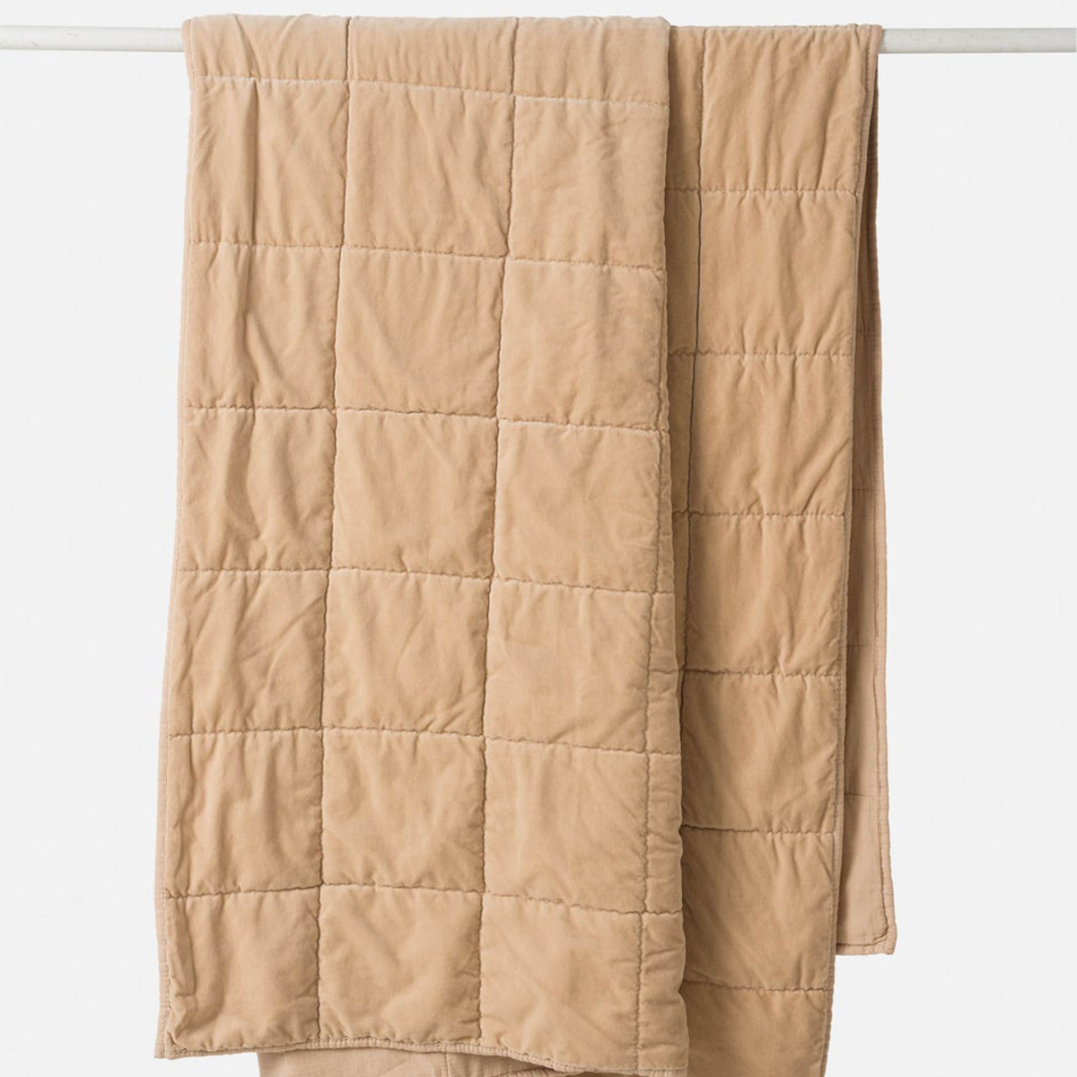 Velvet Quilted Throw - Biscuit