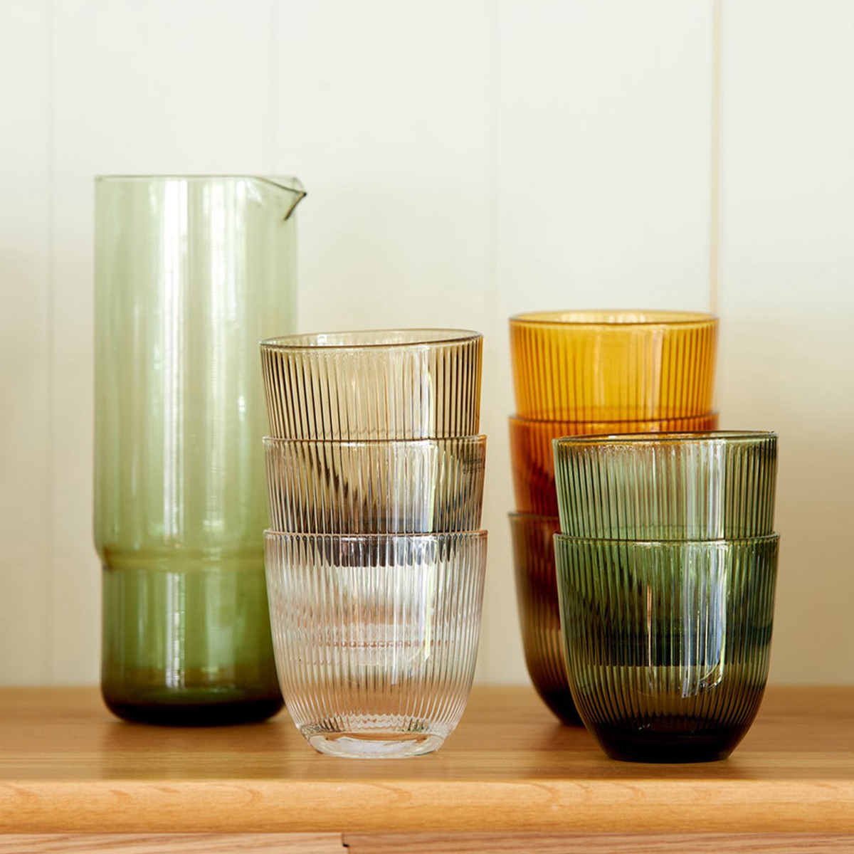 Rib Tumbler Olive - Set Of 6