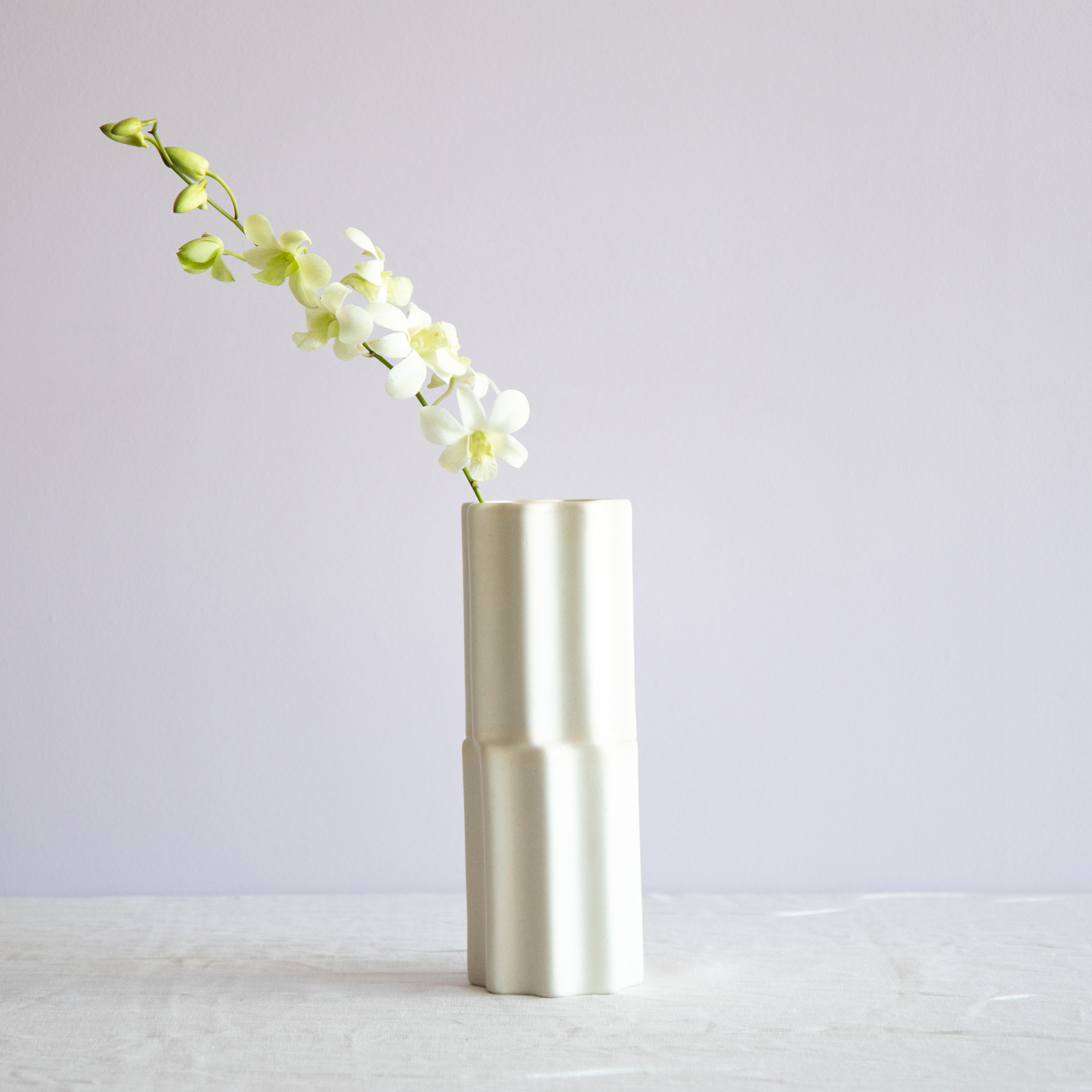 Skinny Stacked Vase - Limestone