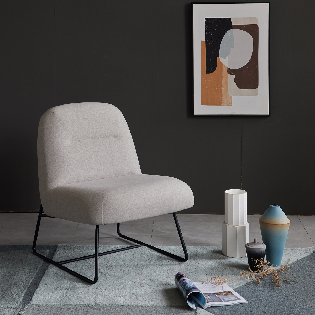 Puffy Lounge Chair - Light Grey Sunday 39