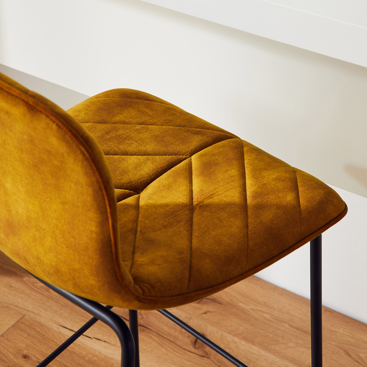 Leaf 65cm Bar Stool - Ochre Velvet Decent 15