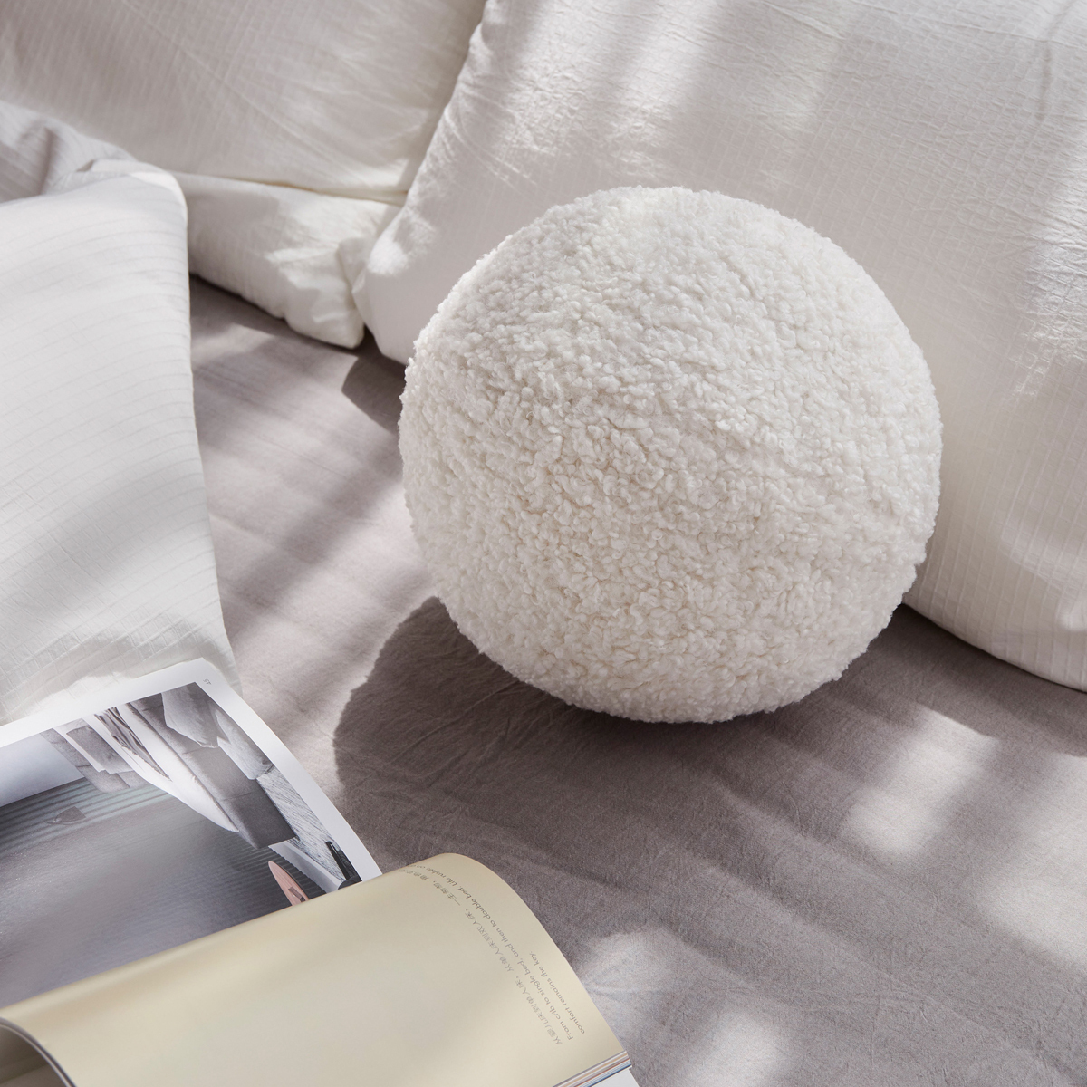 Sesame Ball Sphere Cushion - Cream Boucle Glore 102