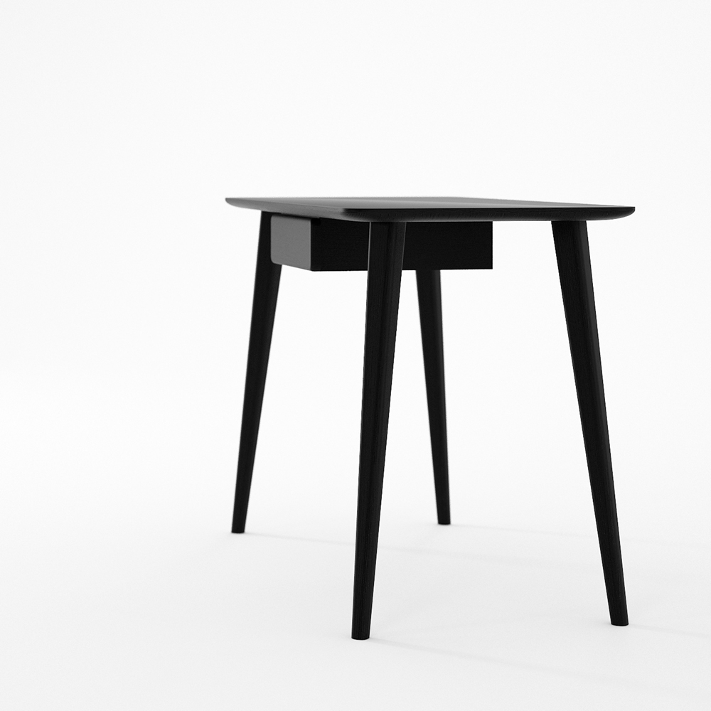 Domani Desk with Draw in European Oak Black Satin