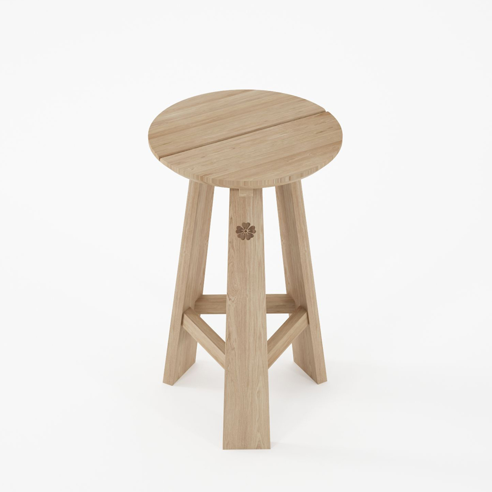 East round  Counter Stool - Oak