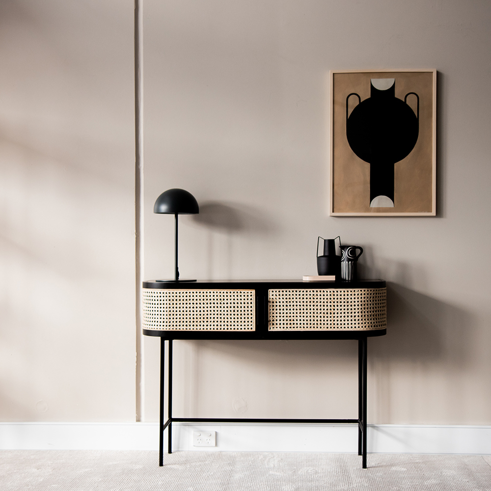 Embrace Rattan Console Table - Black