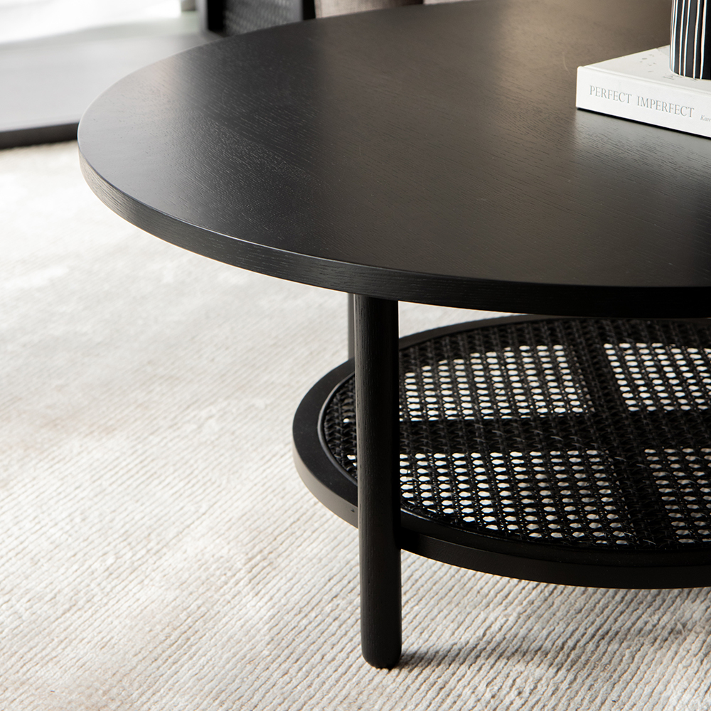 Radial Rattan Coffee Table - Black