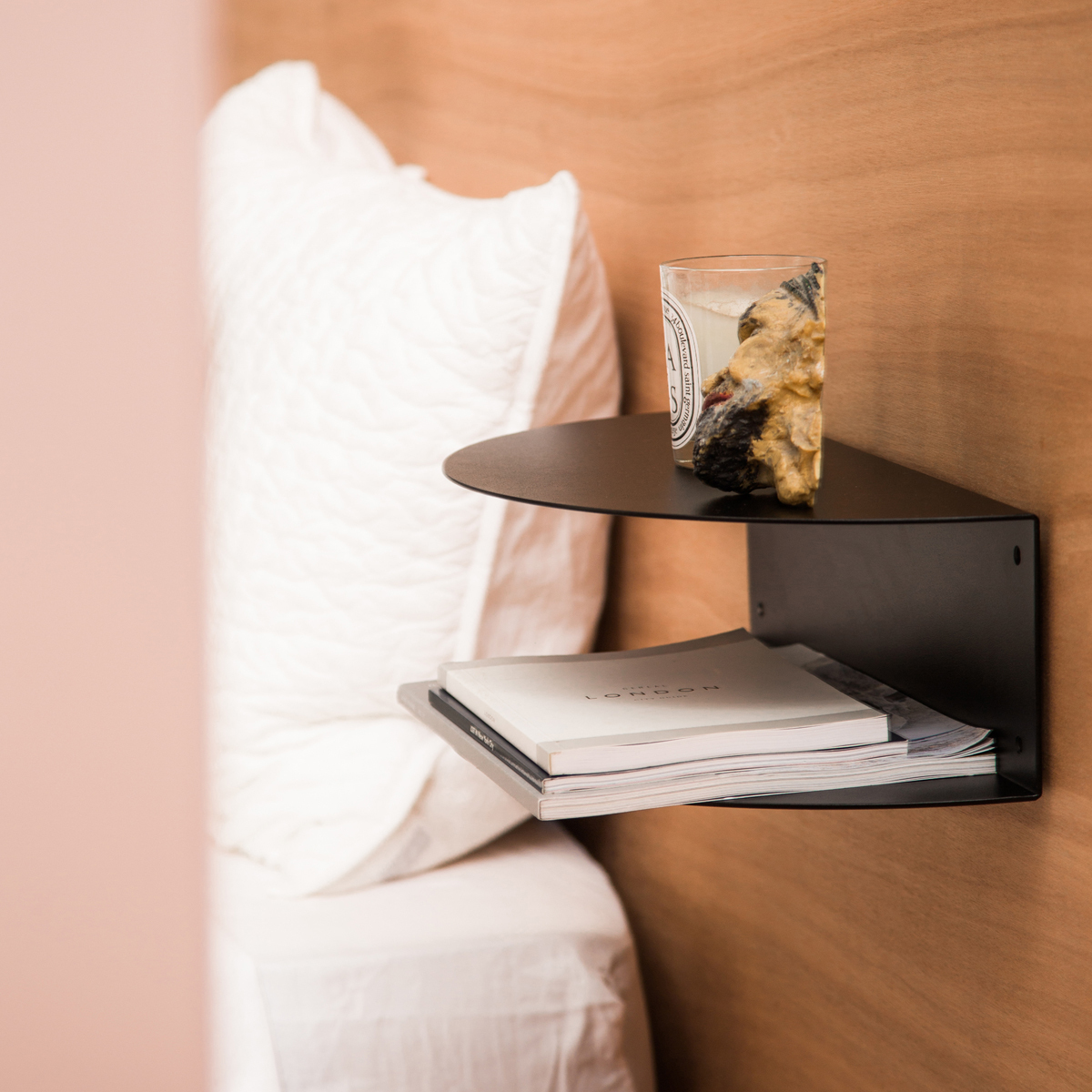 Fold Hanging Bedside Table - Black