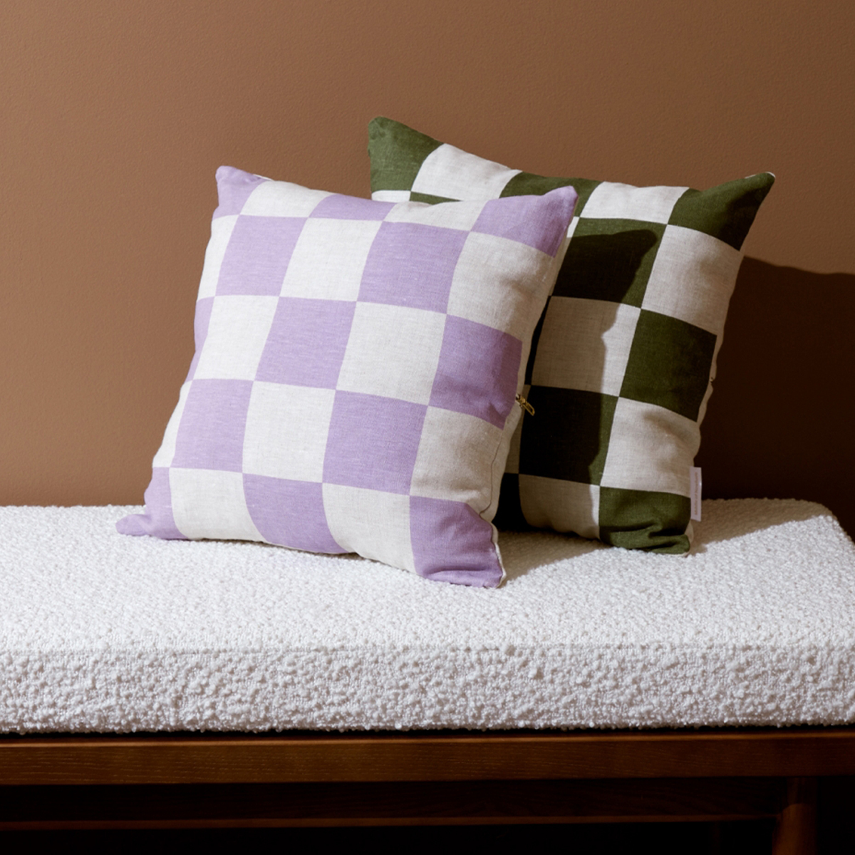 Big Check Square Cushion - Lavender