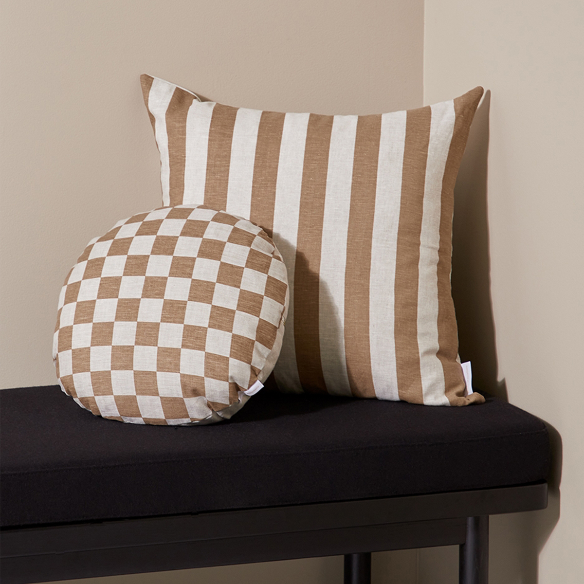 Check Round Cushion - Hazel