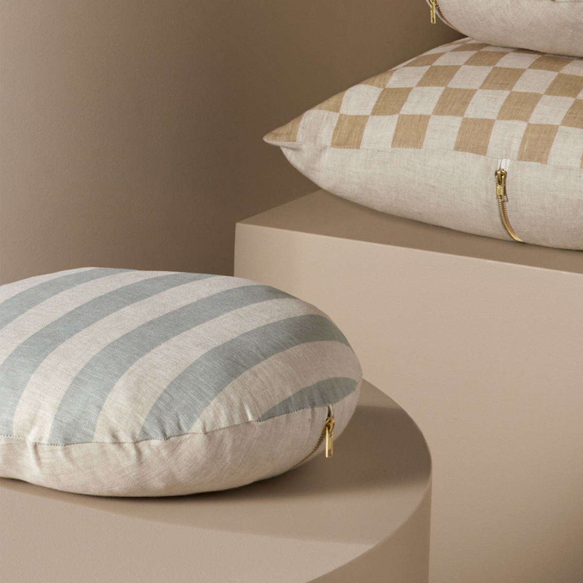 Stripe Round Cushion - Sky