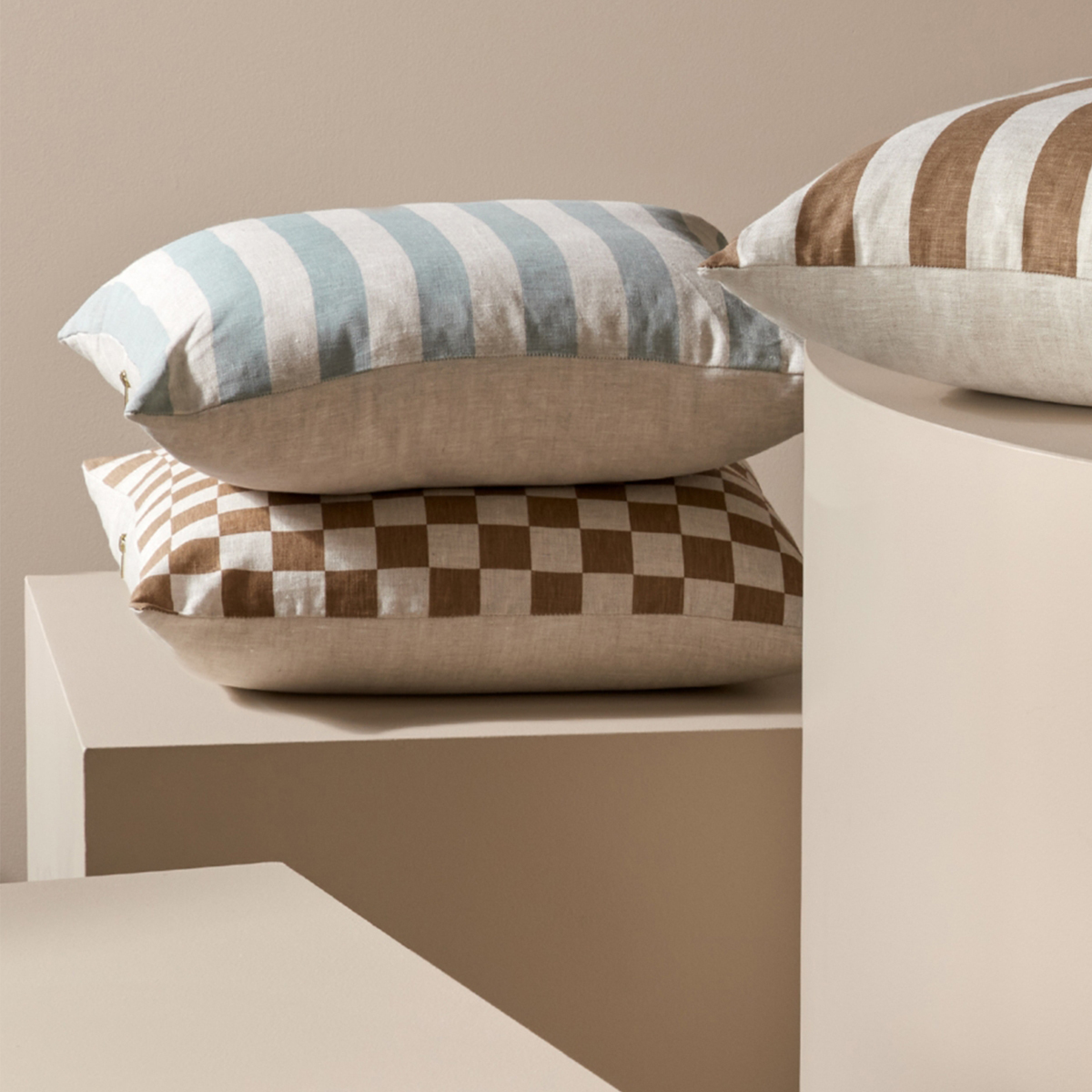 Stripe Square Cushion - Sky