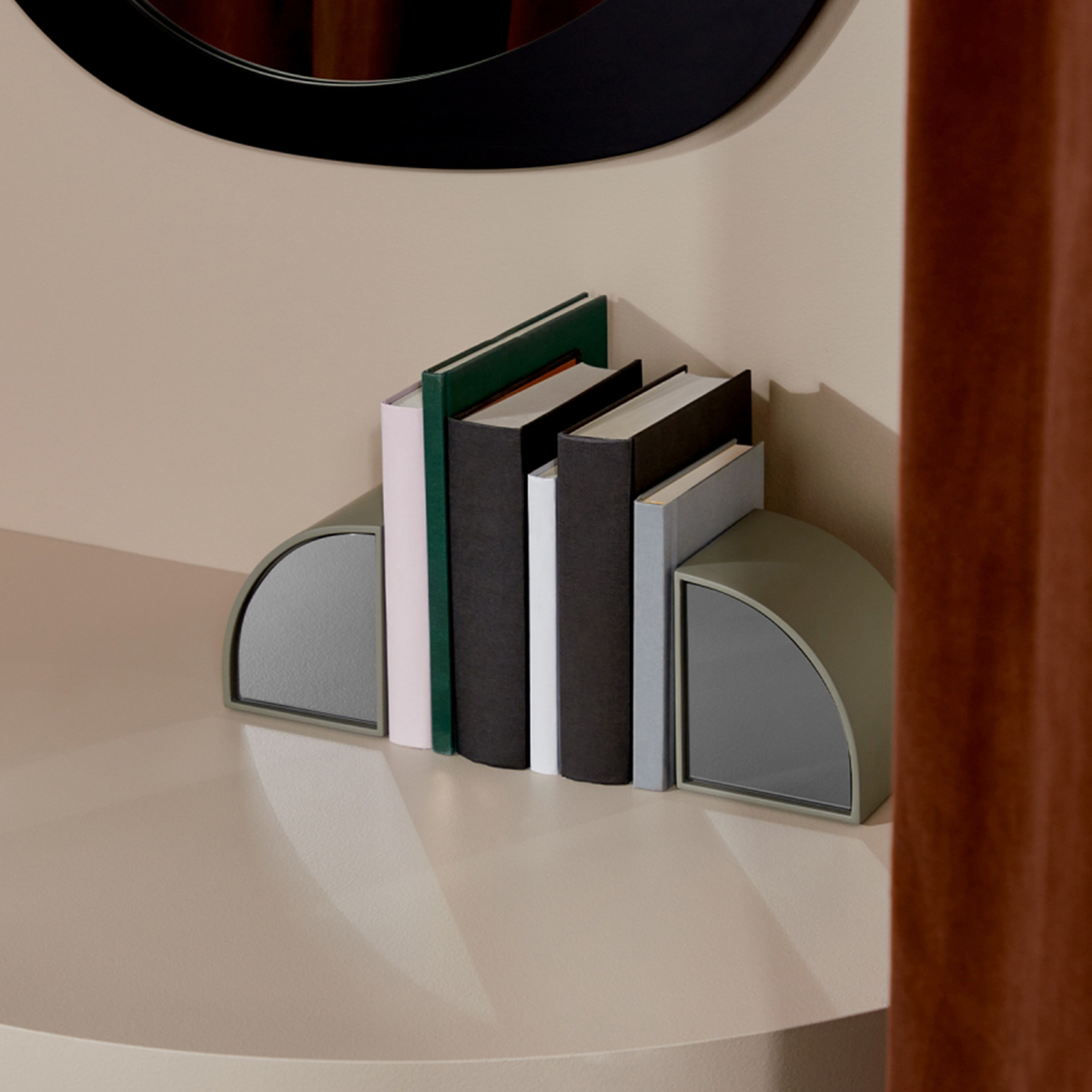 Percy Mirror Bookends - Olive