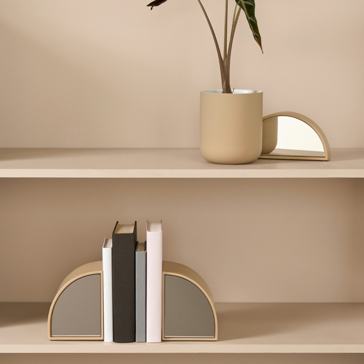 Percy Mirror Bookends - Taupe