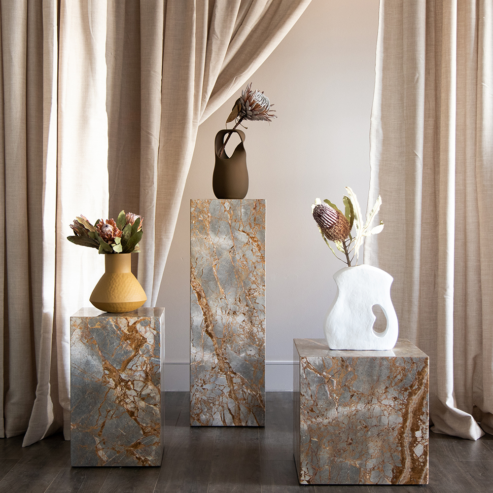 Stage Marble Side Table Tall - Earth Marble