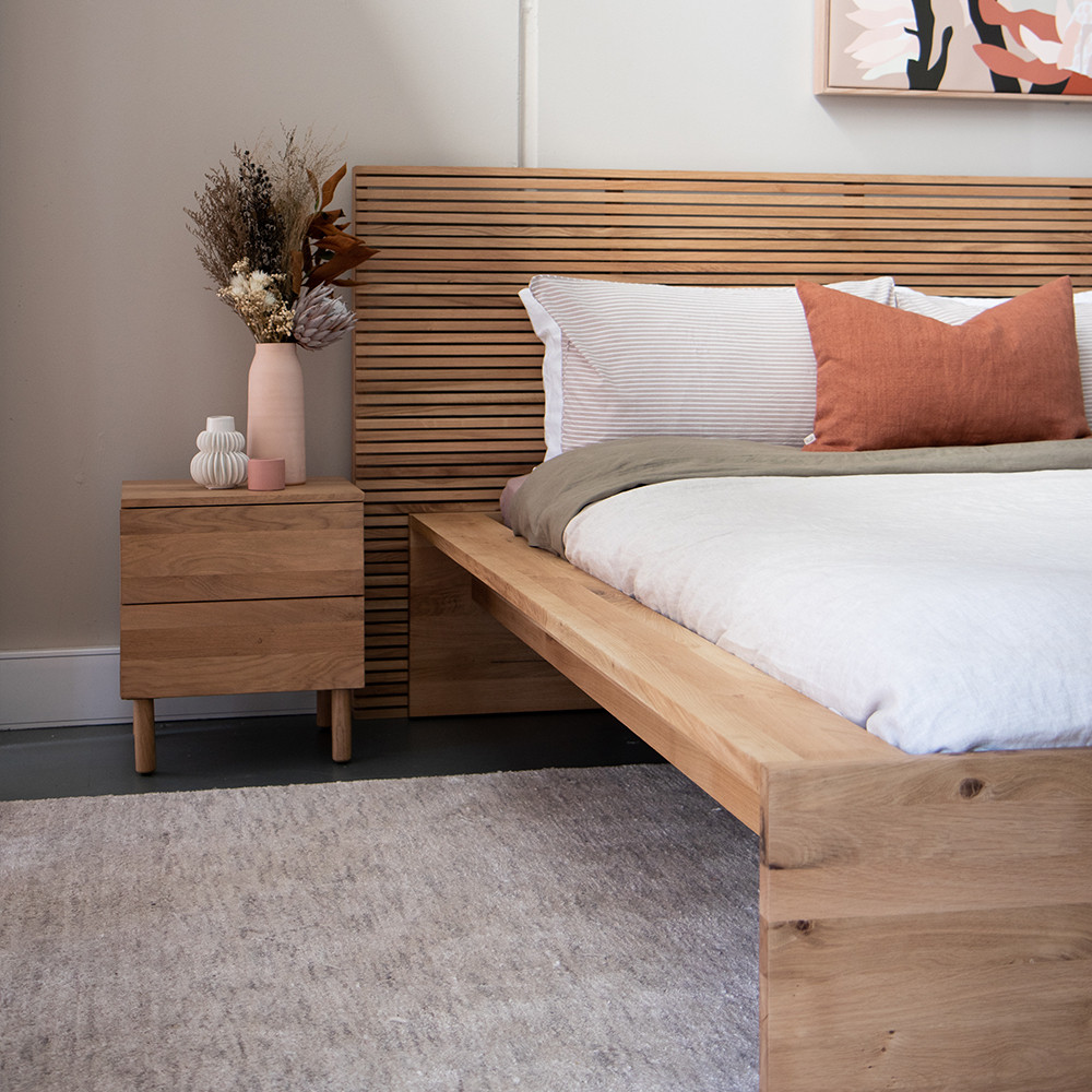 Linear King Bed Head - Oak