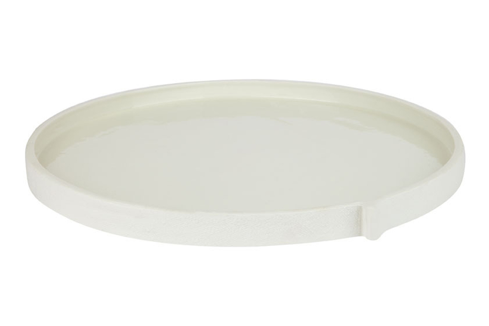 Burlap Round Tray Large - White