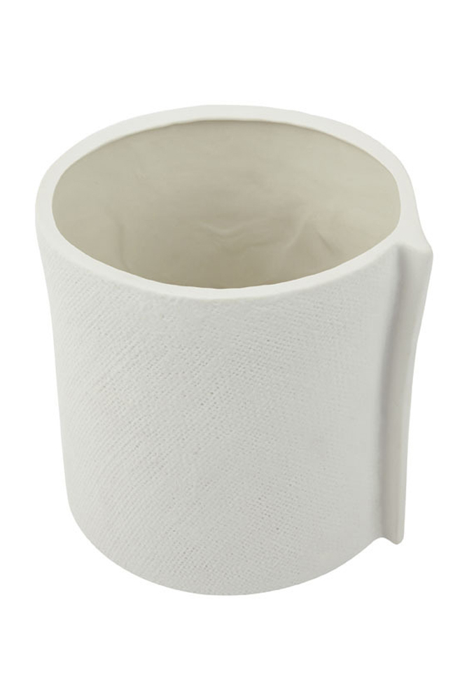 Burlap Planter Large - White