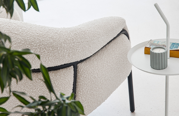 Belly Armchair - Maya Cream Boucle / Black - An Elegant Contrast