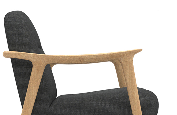 Puffy Timber Armchair - Charcoal Sunday 74 - A World First