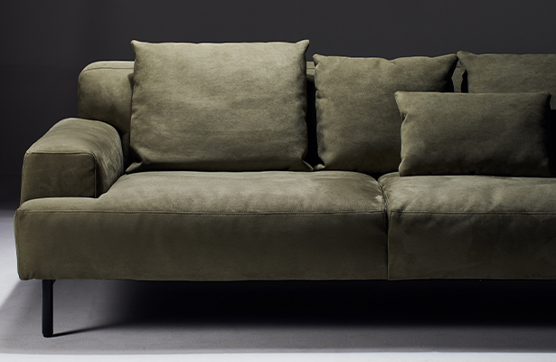 Island 2 Seater Sofa - Green Suede - A Stunning Contrast