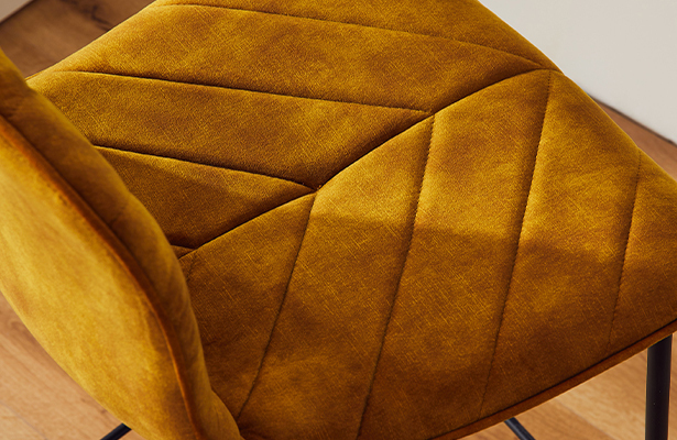 Leaf 65cm Bar Stool - Ochre Velvet Decent 15 - Inspired by Nature