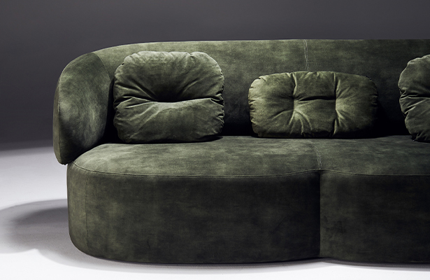 Long 3 Seater Sofa - Forest Green Velvet Decent 29 - Gentle Curves