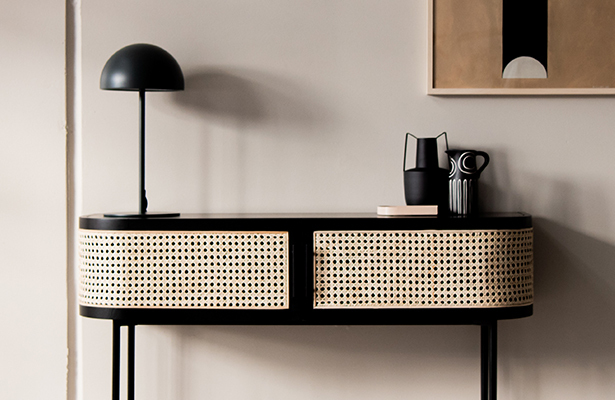 Embrace Rattan Console Table - Black - Rattan Reimagined