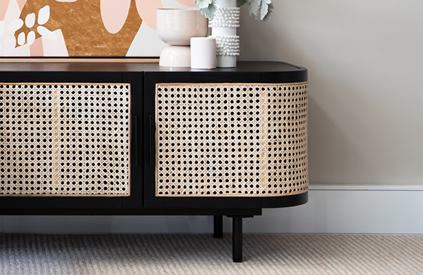 Embrace Rattan Entertainment Unit 120cm - Black - Rattan Reimagined