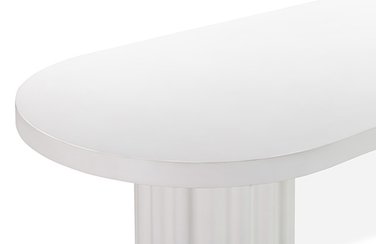 Flock Outdoor Dining Table 240Cm - White Concrete - Rippled Details