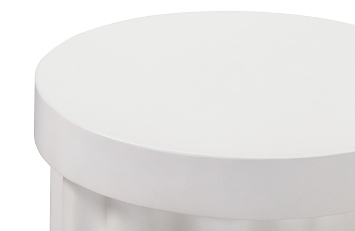 Flock Outdoor Side Table - White Concrete - Rippled Details