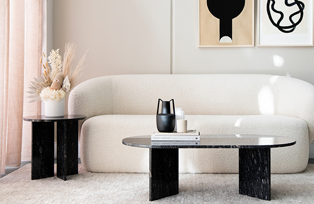 Edge Oval Coffee Table - Black Forest Granite - A stunning contrast