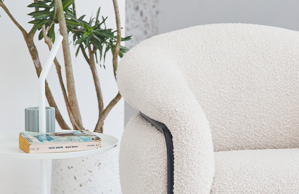 Belly Armchair - Maya Cream Boucle / Black - Exploring New Perspectives