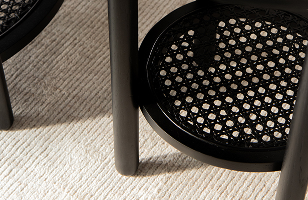 Radial Rattan Side Table - Black - One of a Kind