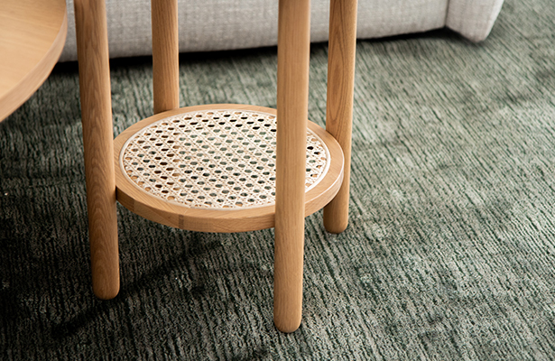 Radial Rattan Side Table - Natural - One of a Kind