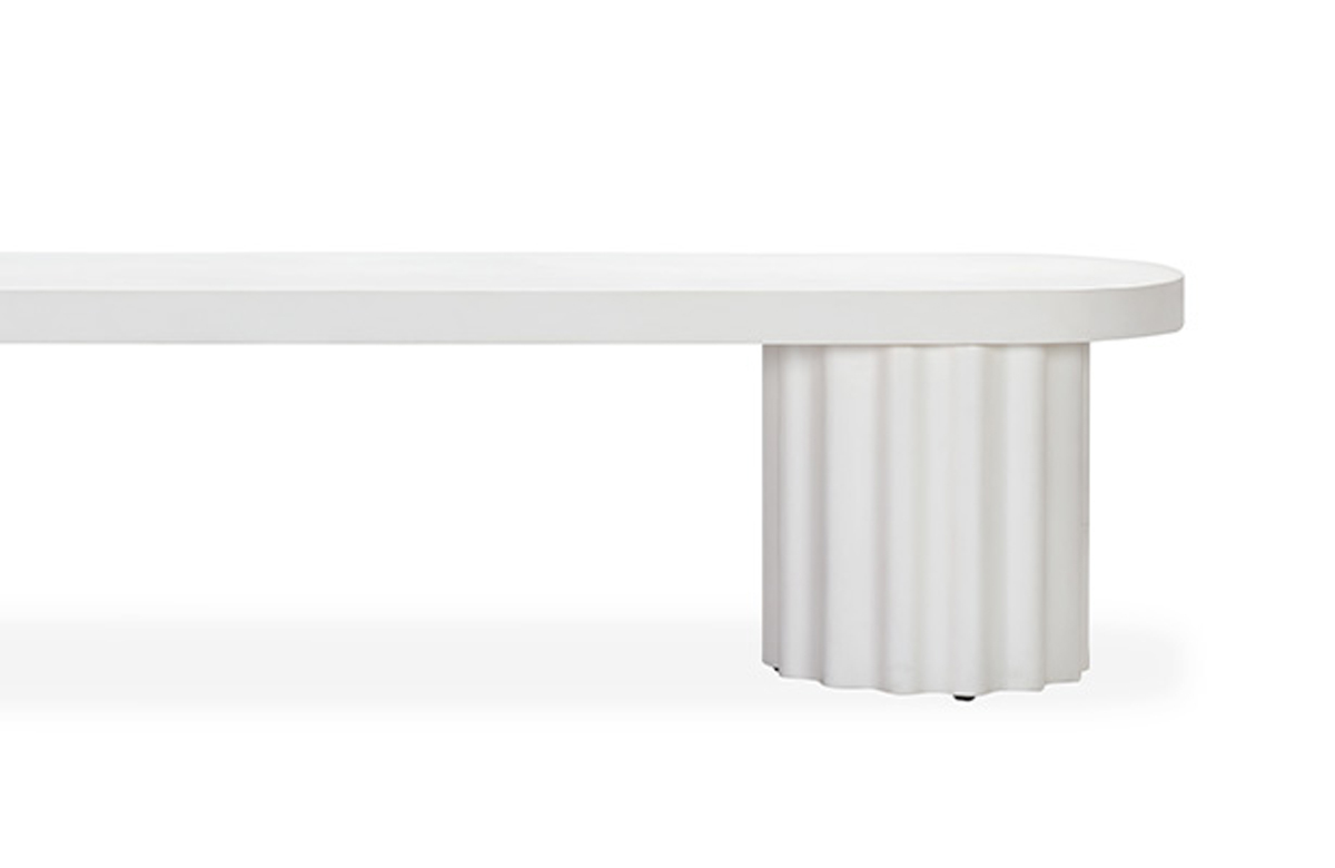 Flock Outdoor Dining Bench 210Cm - White Concrete - Sophisticated Outdoor Living