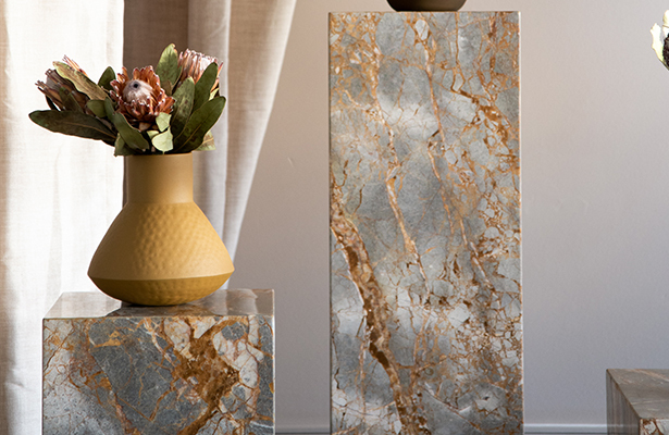 Stage Marble Side Table Tall - Earth Marble - Sure to Impress