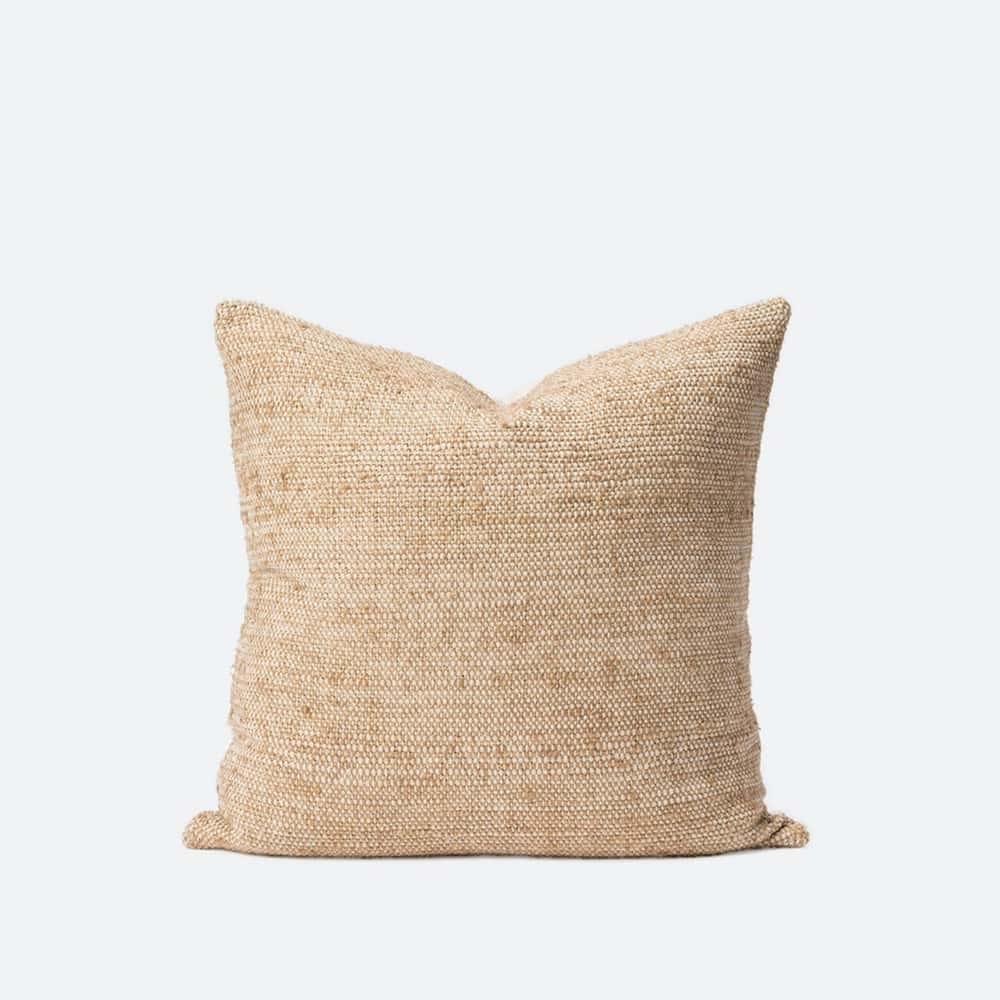 Freida Silk Blend Cushion - Tea/Natural