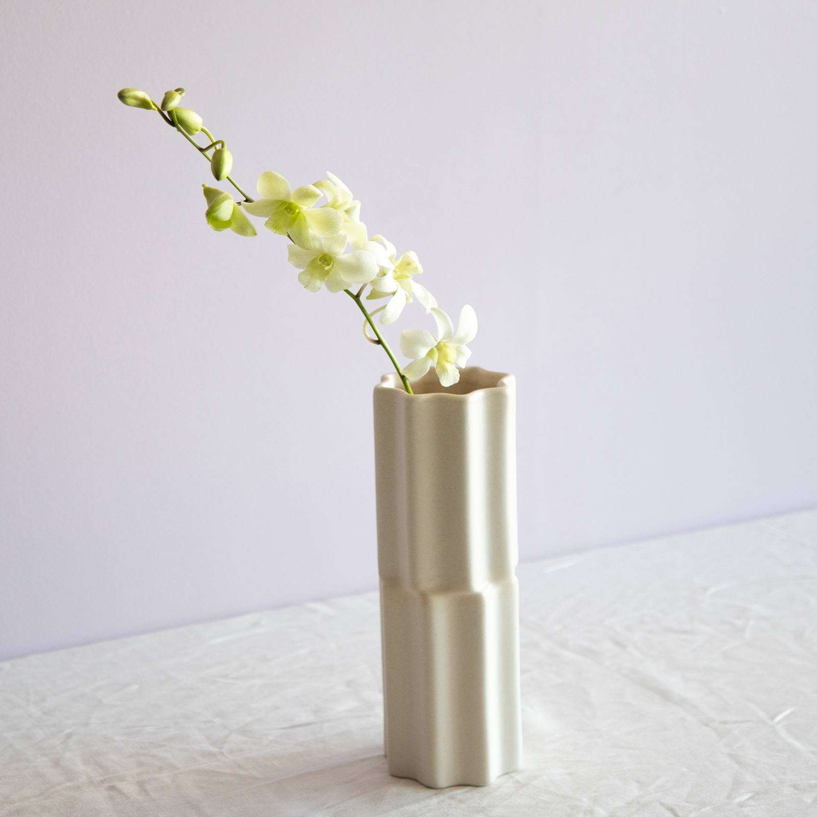 Skinny Stacked Vase - Limestone