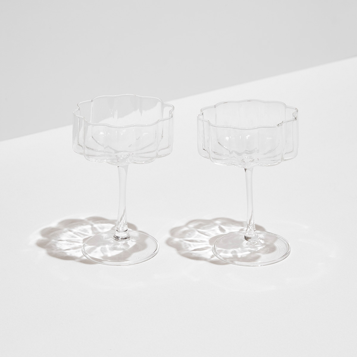 Wave Coupe Glass Set Of 2 - Clear