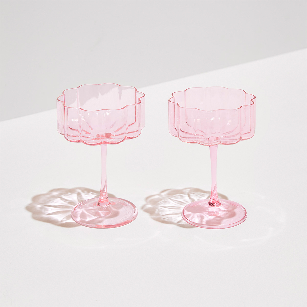 Wave Coupe Glass Set Of 2 - Pink