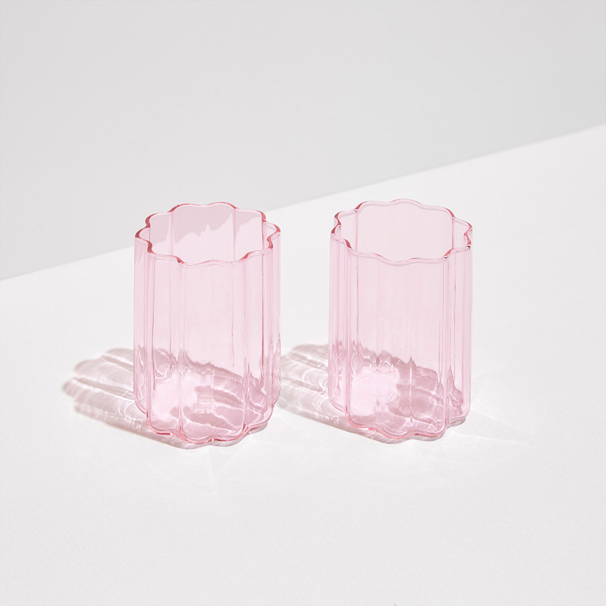 Wave Glass Set Of 2 - Pink