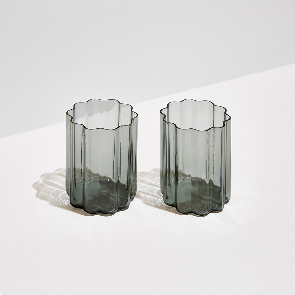 Wave Glass Set Of 2 - Smoke