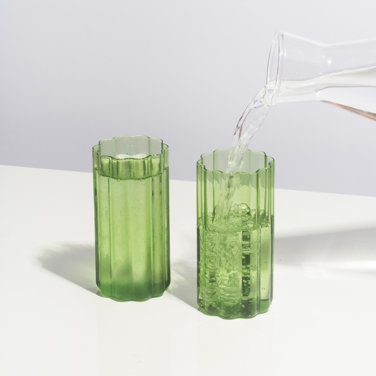 Wave Highball Glass Set Of 2 - Green