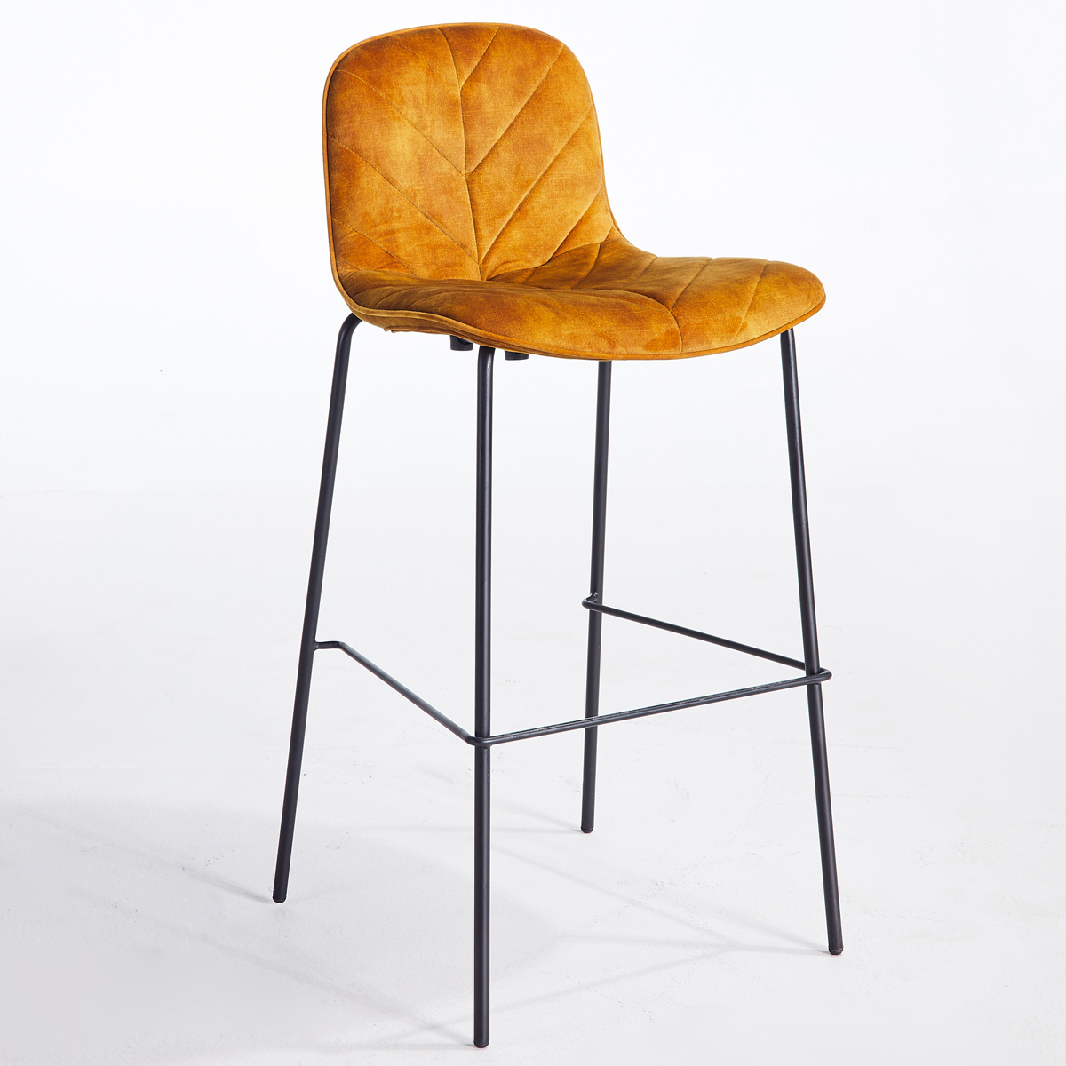 Leaf 65cm Bar Stool - Ochre Velvet Decent 15