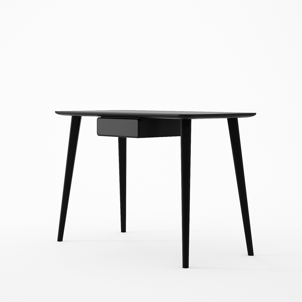 Domani Desk with Draw in European Oak Black Satin