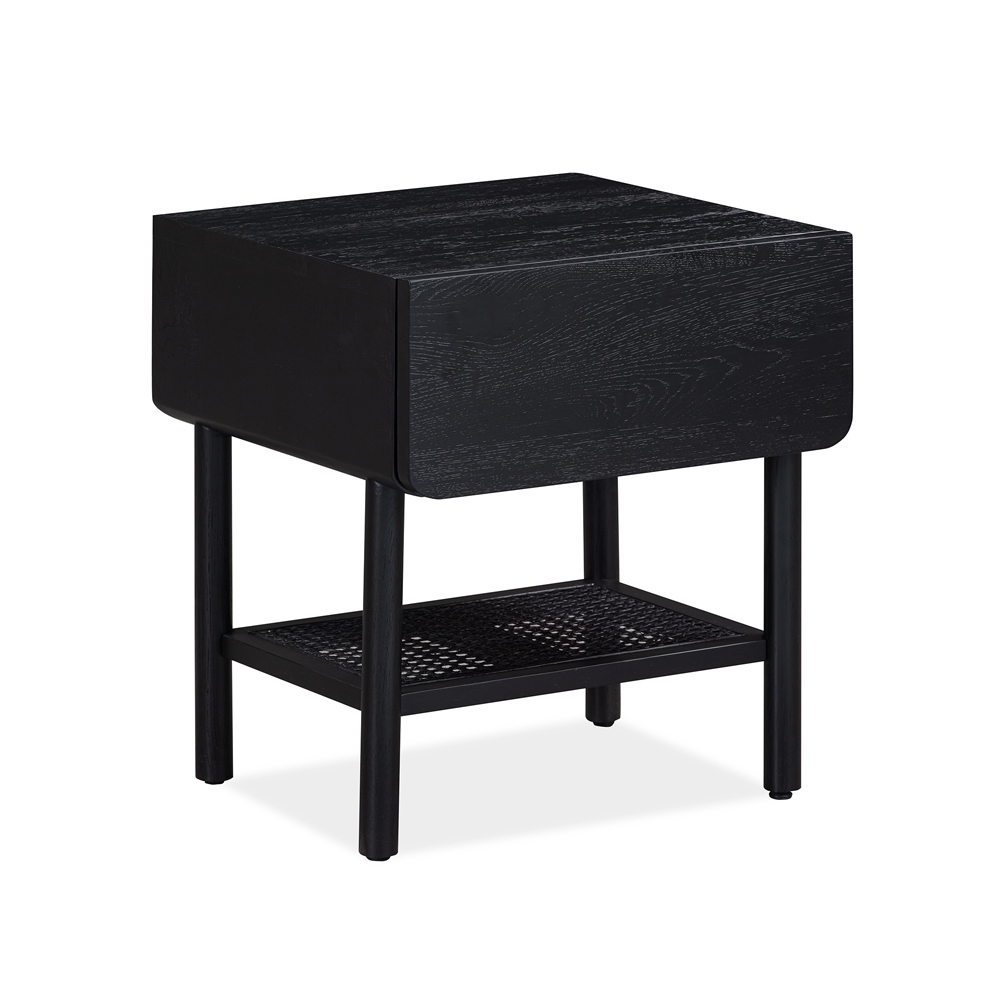 Surround Rattan Bedside Table - Black