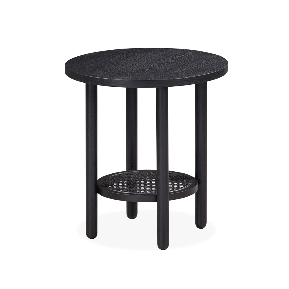 Radial Rattan Side Table - Black