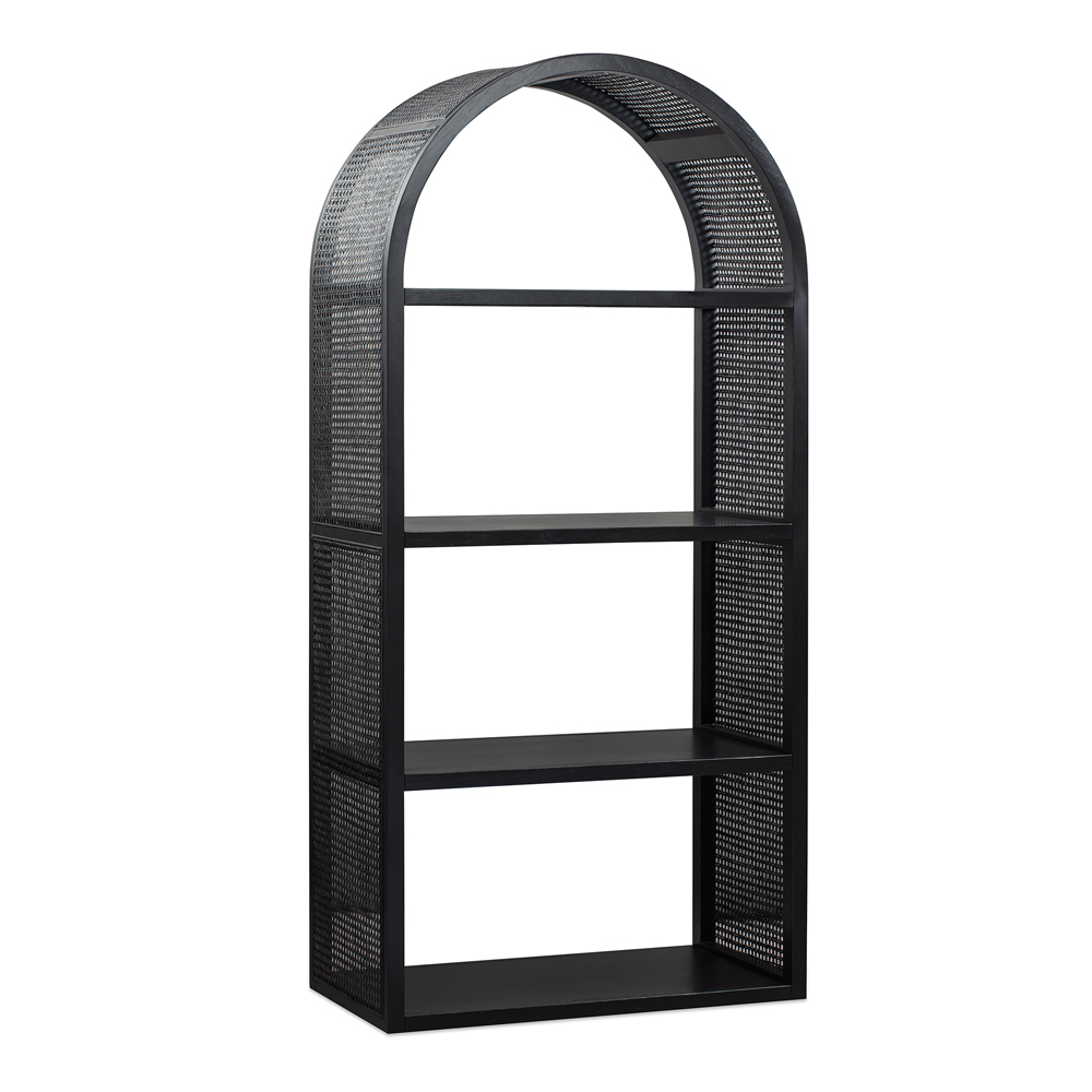 Contour Rattan Tall Shelving Unit - Black / Black